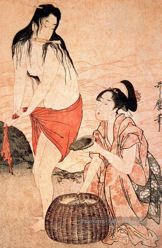 Les filles Pearl divers Kitagawa Utamaro ukiyo e Bijin GA Peintures à l'huile